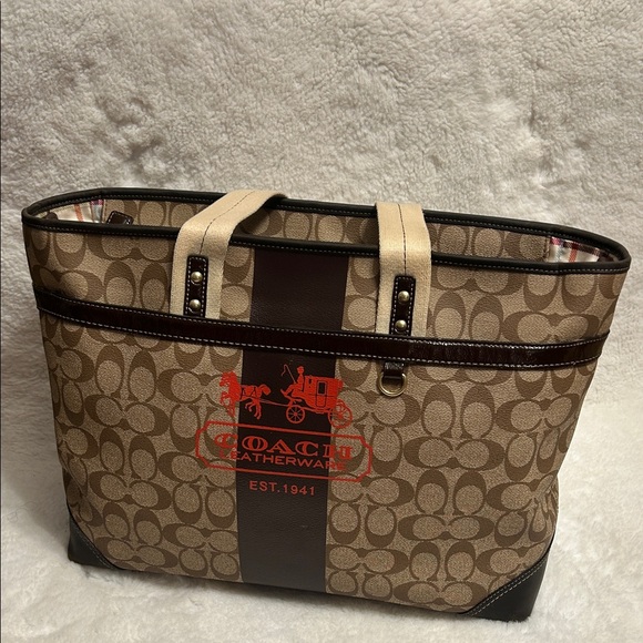 Coach Handbags - Coach Brown and Black Signature Tote
